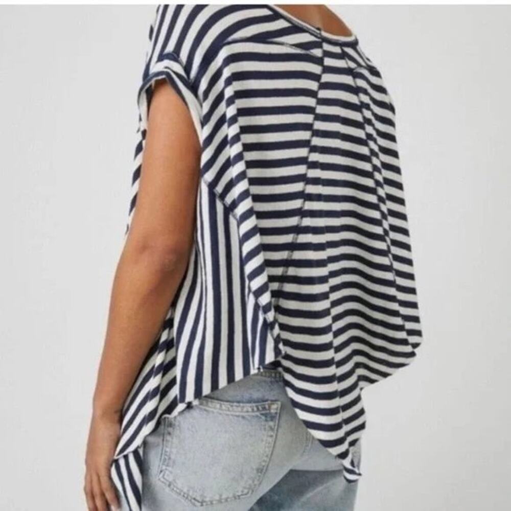 Free People We the Free Angel Striped T-Shirt Navy White Size Small - Picture 3 of 9